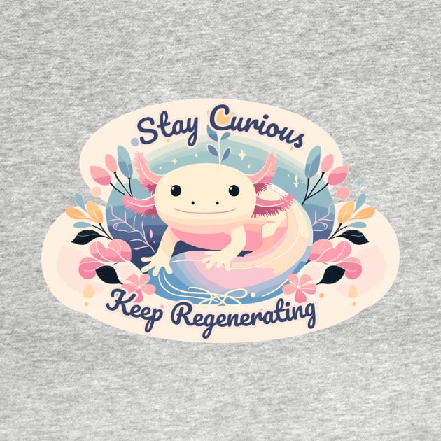 Cute Axolotl Cottagecore Tee: Stay Curious & Keep Regenerating by Conversion Threads